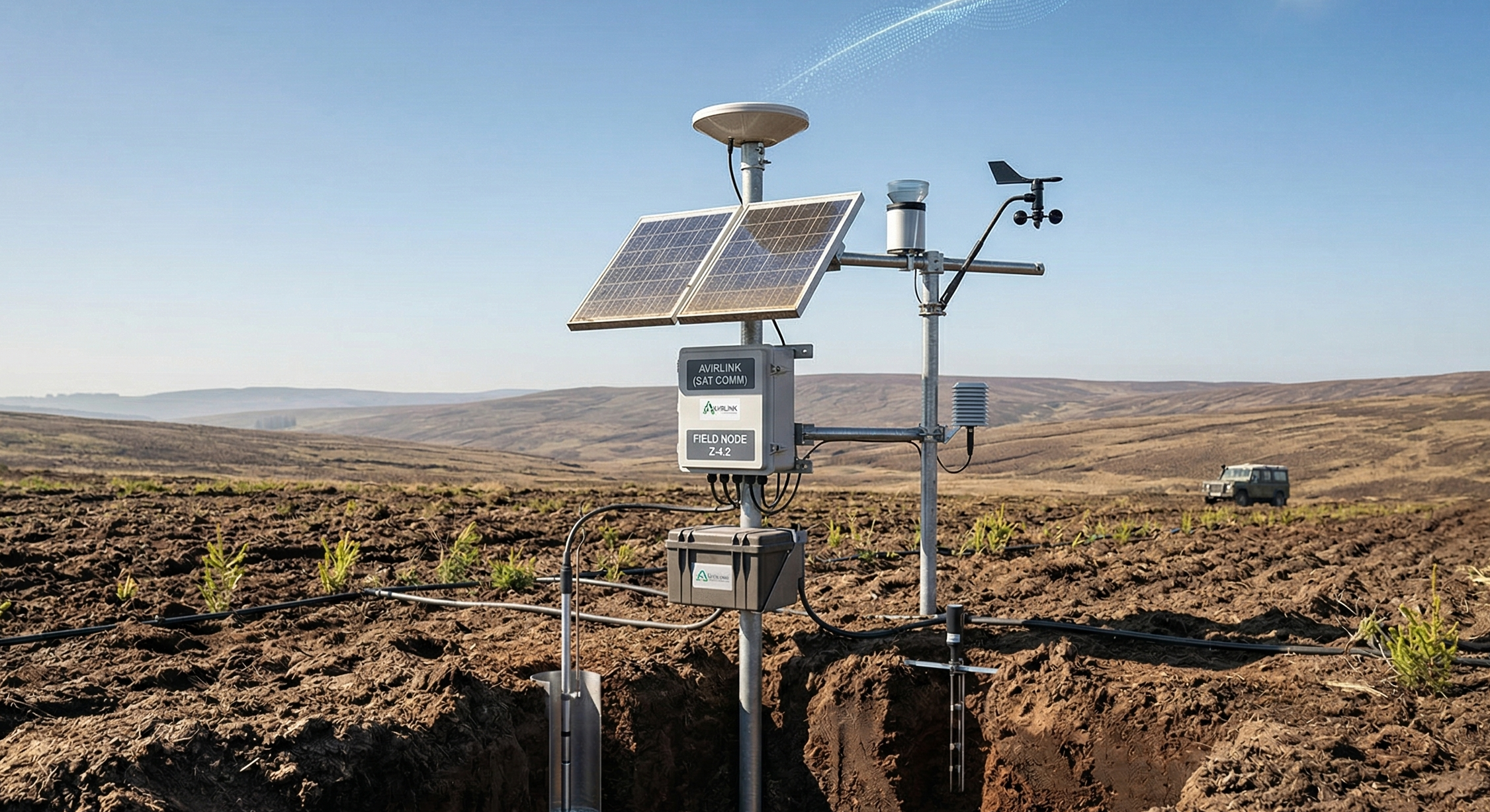Satellite telemetry device for remote plantation monitoring