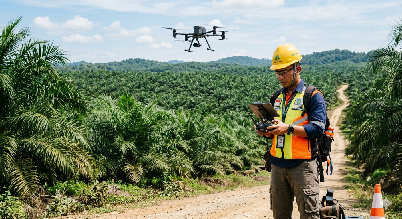Avirtech field engineer installing IoT water level sensor in remote plantation field